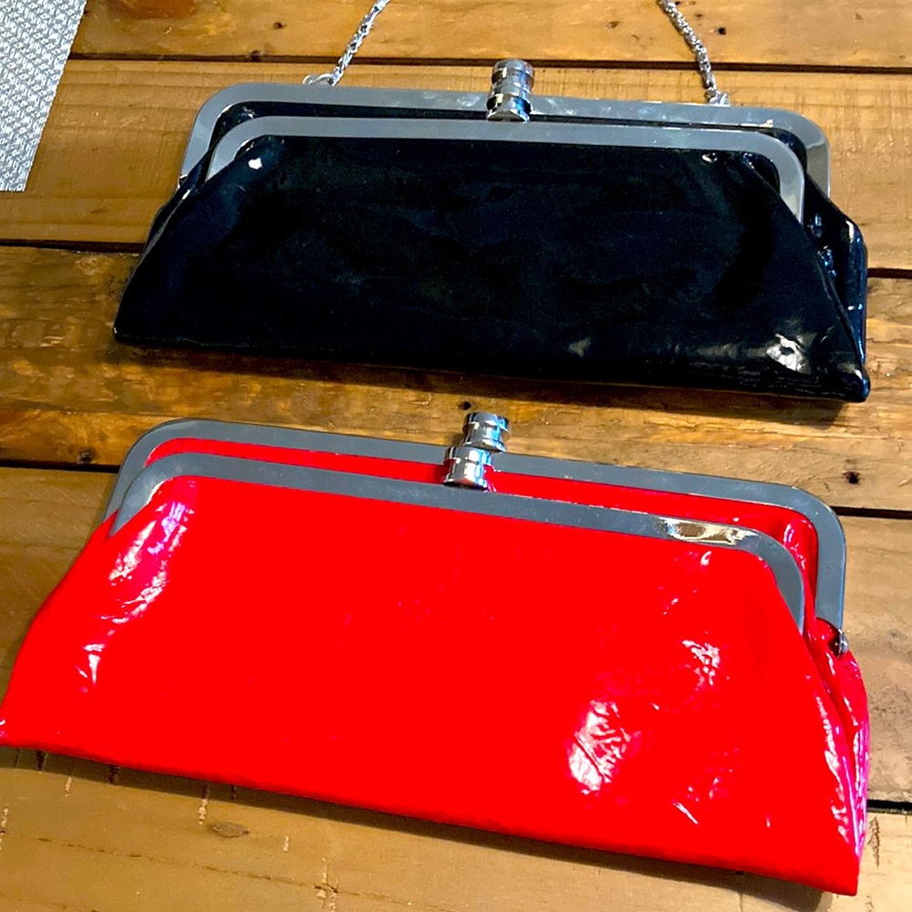 Red WHBM pleather clutches